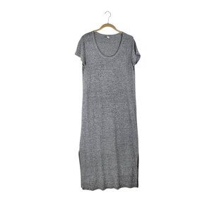 Old Navy Short Sleeve Linen Maxi Dress Heather Gray Scoop Neck Size Medium
